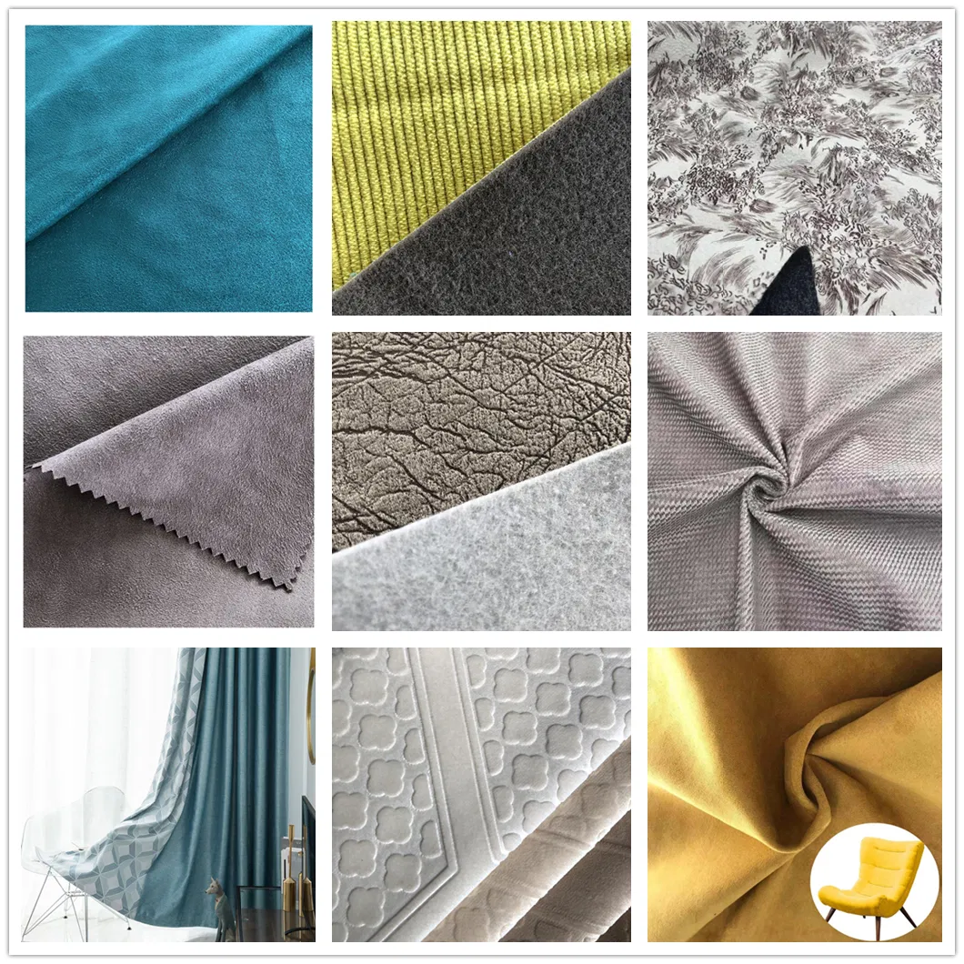 100% Polyester Woven Flame Retardant Jacquard Plain Linen/Leather Fabric with Printed for Upholstery Sofa Curtain Furniture Seat Cover Home Textile